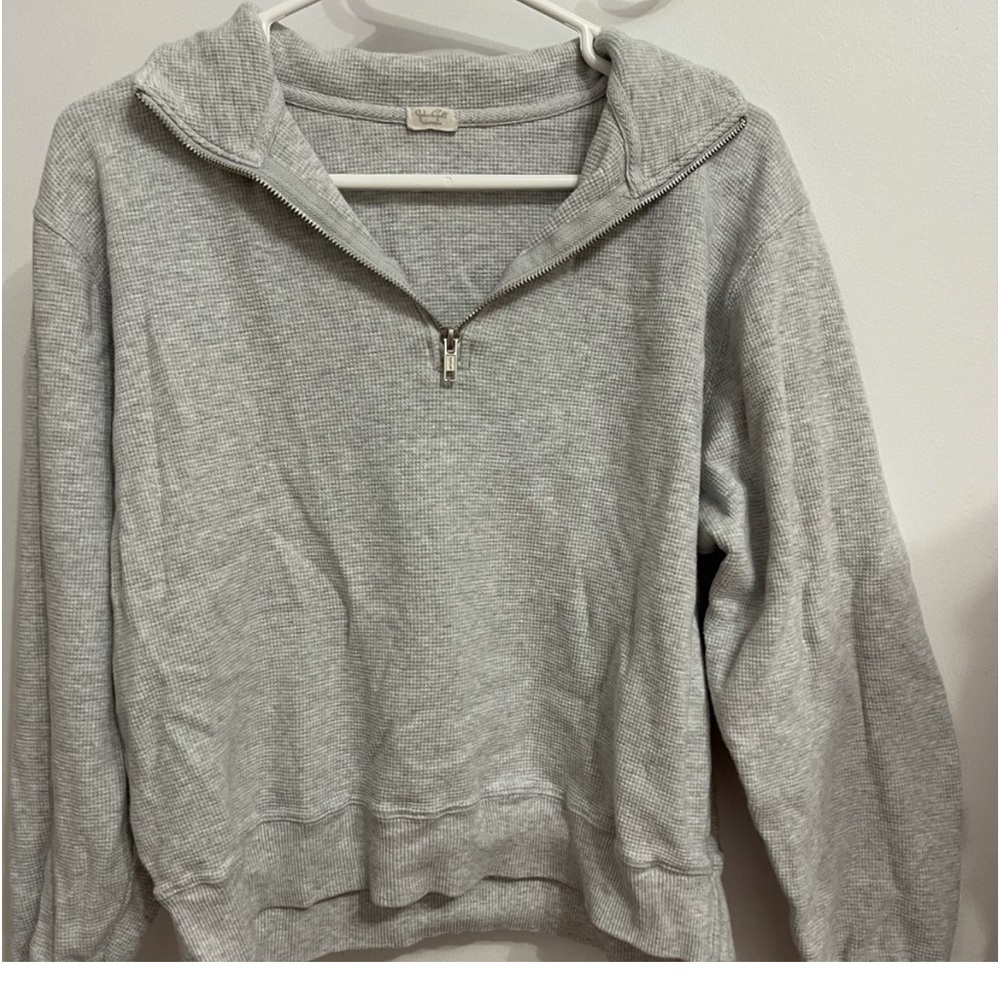 john galt waffle grey pullover 1/4 zip